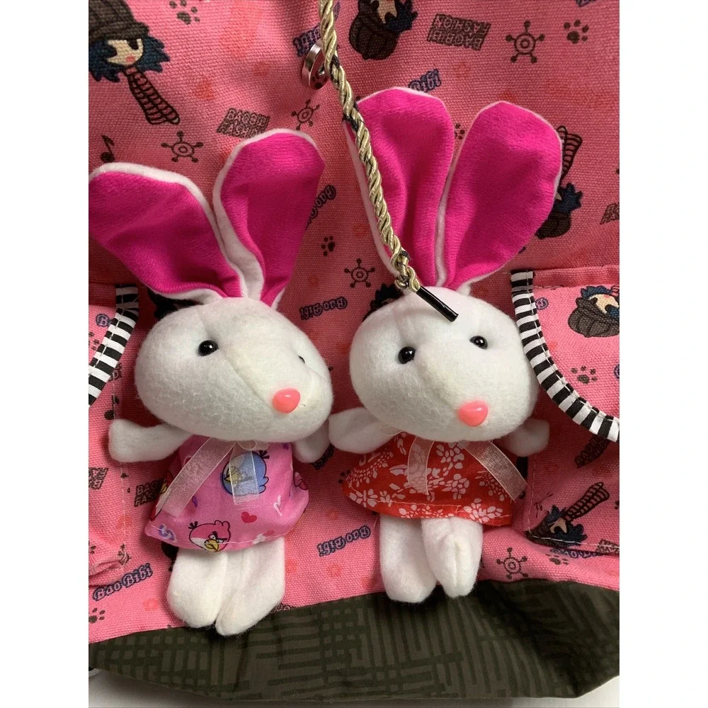 BAO BIBI Fashion Casual Backpack Bag Cotton Cloth Bunny Rabbit‎ Fun School Pack